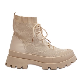 Botas femininas sem cadarço bege claro Solime