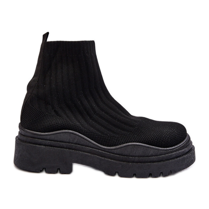 Botas femininas pretas Elipara com meia deslizante e sola enorme preto Botas femininas pretas Elipara com meia deslizante e sola enorme preto