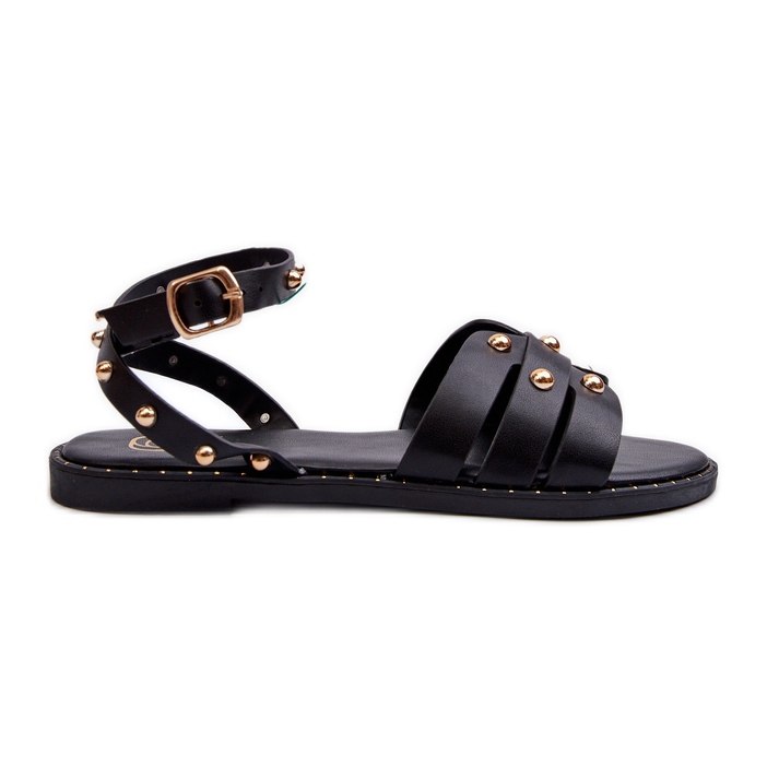 Sandálias rasteiras femininas Ianaera Decoradas pretas preto
