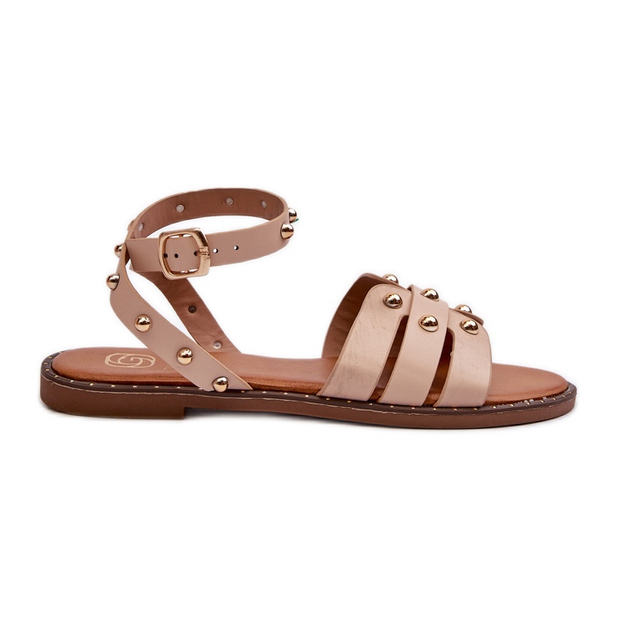 Sandálias rasteiras decoradas femininas bege da Ianaera castanho