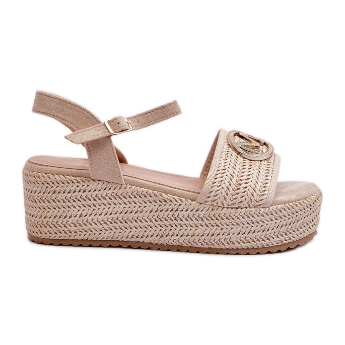 Sandálias femininas de cunha com trança bege Esalena