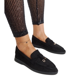 Mocassins pretos com pingente de metal da Fiorano