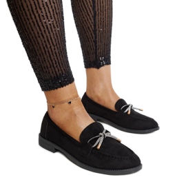 Mocassins pretos com laço decorativo Endike