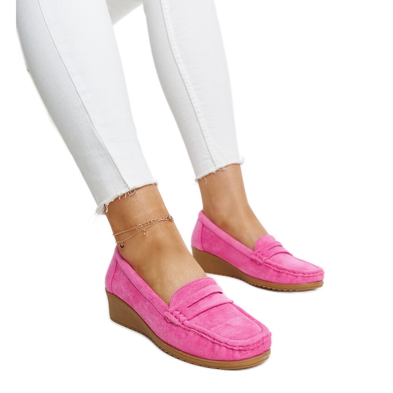 Mocassins de camurça rosa escuro Sakena