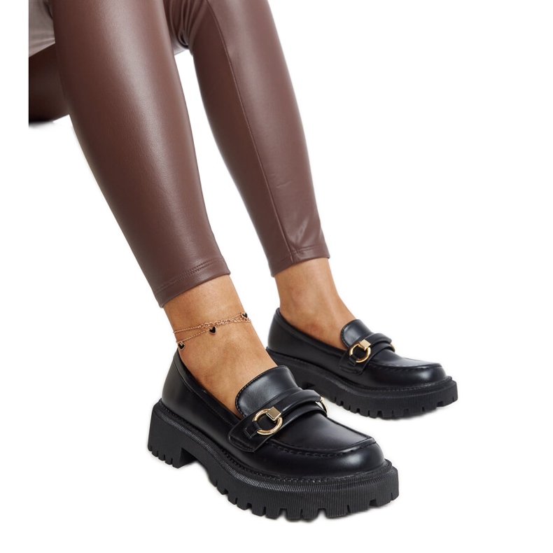 Mocassins pretos com fivela Lasima preto