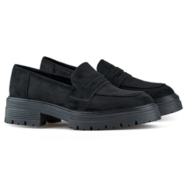 Mocassins femininos de camurça preta, mocassins pretos