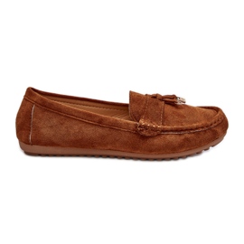 Mocassins femininos clássicos de camurça Camel Ontala marrom