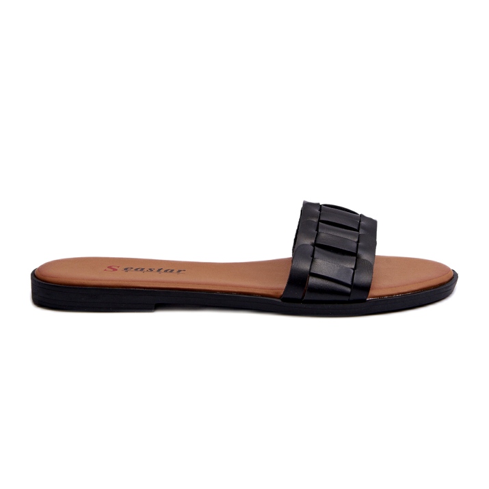 Seastar Chinelos de altura lisos femininos preto