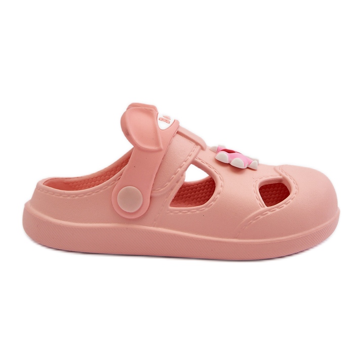 Chinelos infantis de espuma com decoração de opleia rosa