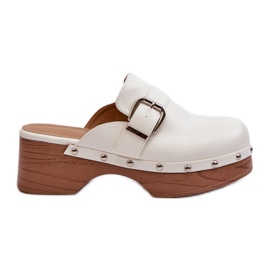 Tamancos femininos com fivela, Branco Seprilla