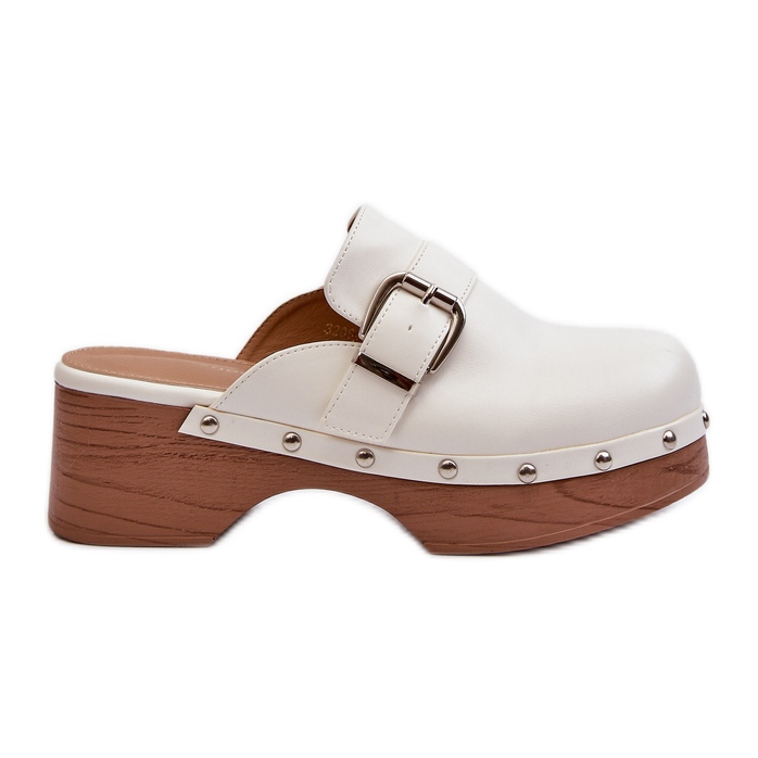 Tamancos femininos com fivela, Branco Seprilla