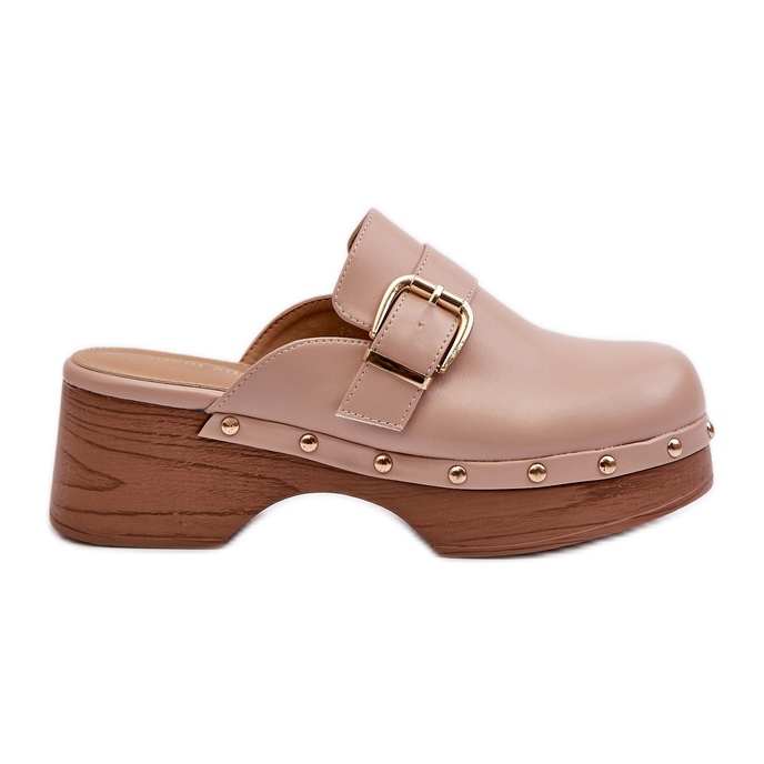 Chinelos femininos Seprilla Clog bege com fivela