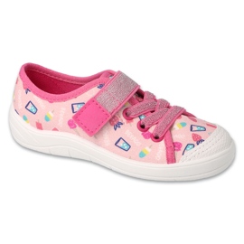 Chinelos infantis Befado com velcro 351X026 rosa - aplicações