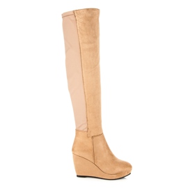 Yes Mile Botas de camurça com lycra marrom