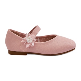 Bailarinas infantis brilhantes com fecho de velcro, Pink Jeylin rosa