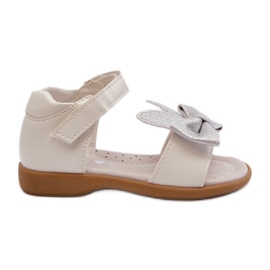 Sandálias infantis com laço, fechadas com velcro, Wistala branca branco
