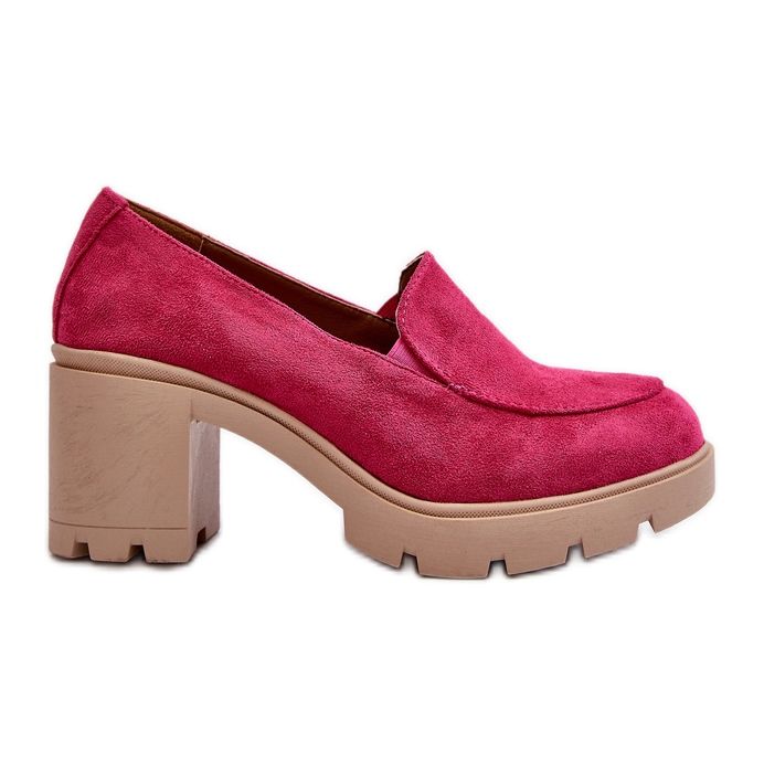 Sapatos femininos de camurça ecológica com salto alto e plataforma fúcsia arablosa rosa