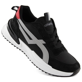 Atletico Sapatos esportivos masculinos pretos com atacadores Atlético 23721 Atletico Sapatos esportivos masculinos pretos com atacadores Atlético 23721