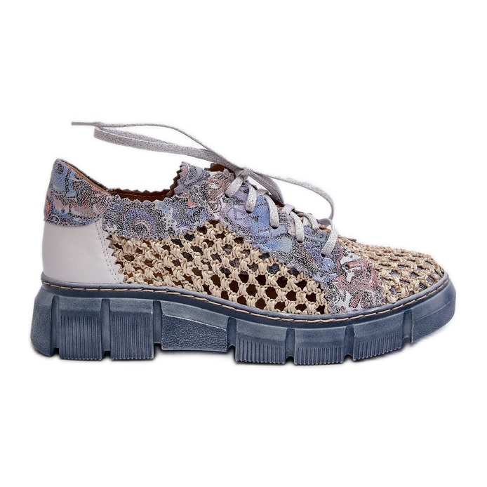 Sapatos femininos de couro Maciejka 05850-06 Azul