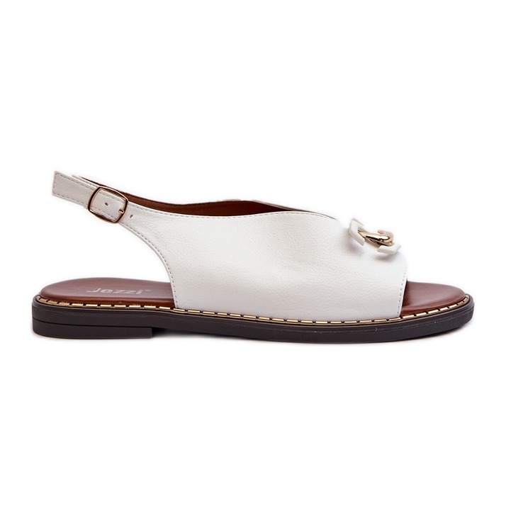 Sandálias femininas de salto plano com decoração, Loraeleh branca branco Sandálias femininas de salto plano com decoração, Loraeleh branca branco