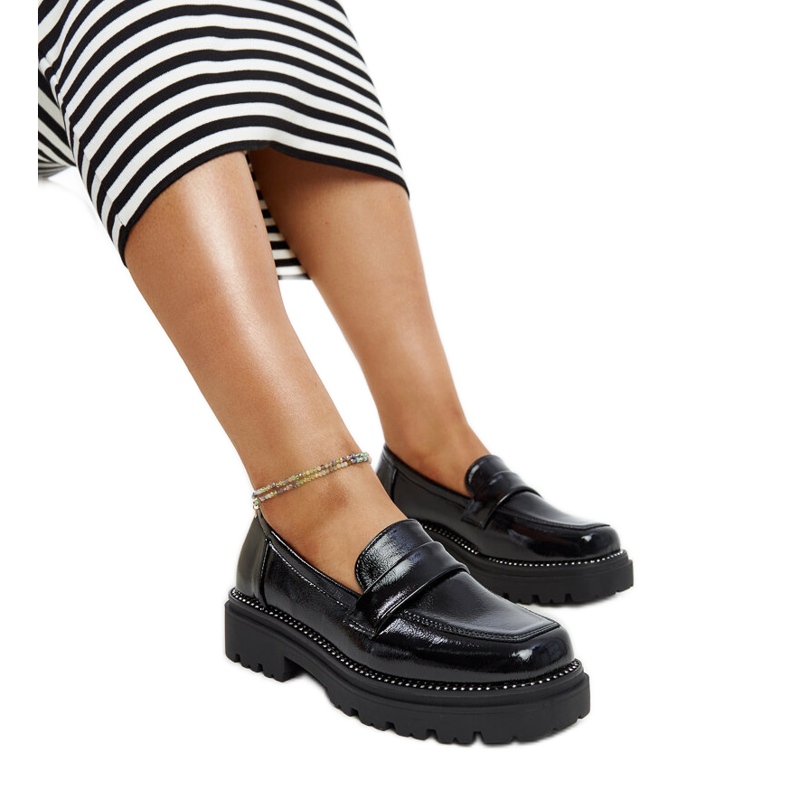 Mocassins de couro preto