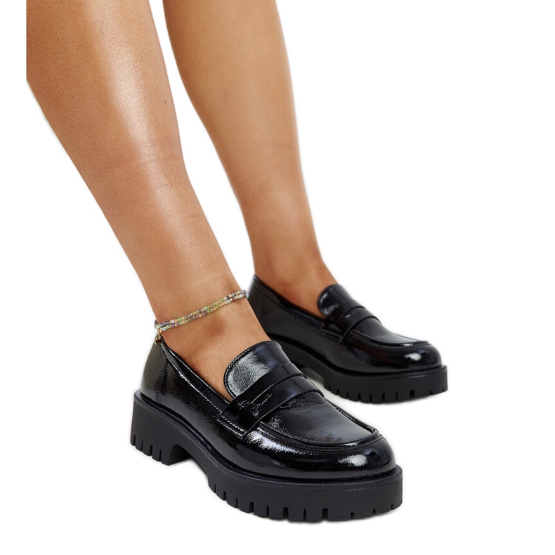 Mocassins de couro preto