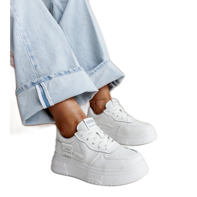 Tênis Aria de couro branco com sola grossa