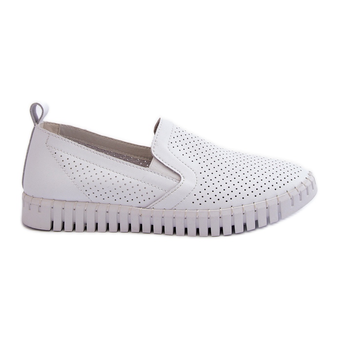 Vinceza Sapatos femininos de couro perfurado, Theophia branco