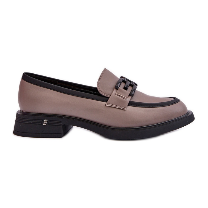 Vinceza Mocassins femininos elegantes de couro, bege escuro Triana cinza