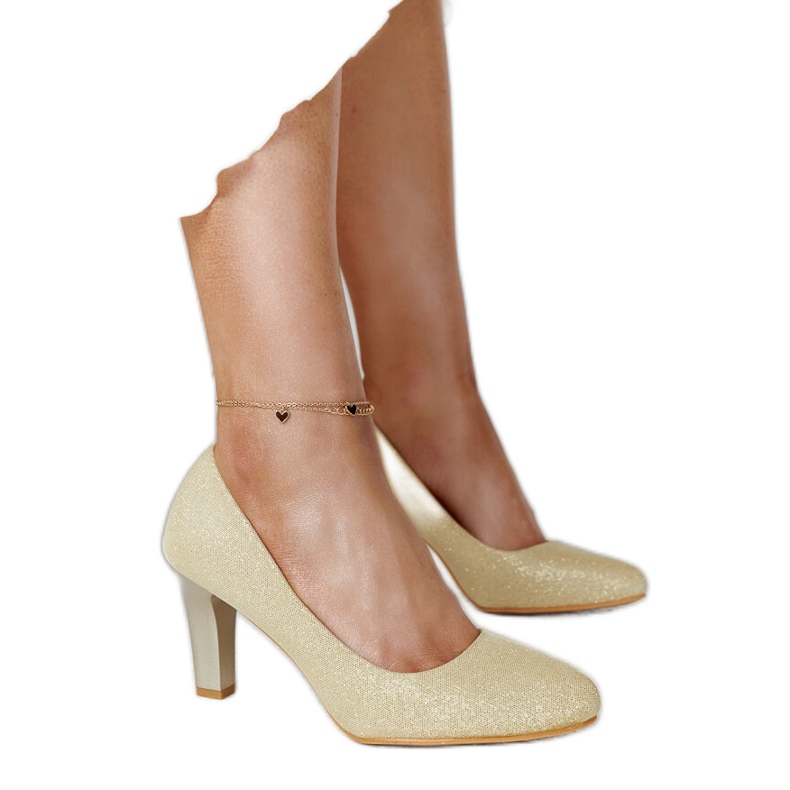 Sapatos dourados brilhantes com palmilha de couro Antibies