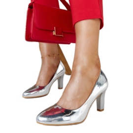 Sapatos prateados de salto alto com palmilha de couro Vélizy prata