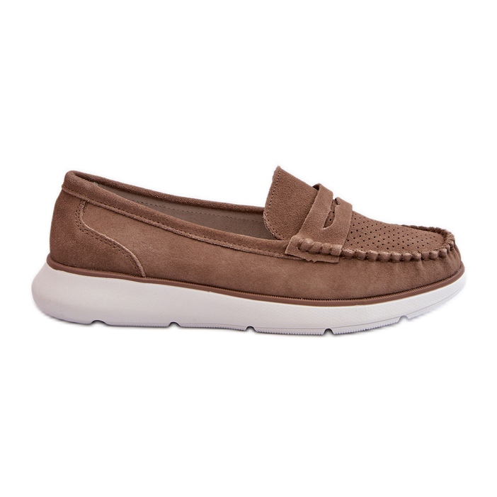 Sergio Leone SP012 Mocassins de camurça marrom na plataforma castanho