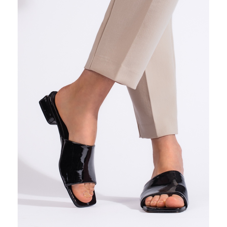 Goodin Mulas pretas clássicas de salto alto para mulher preto