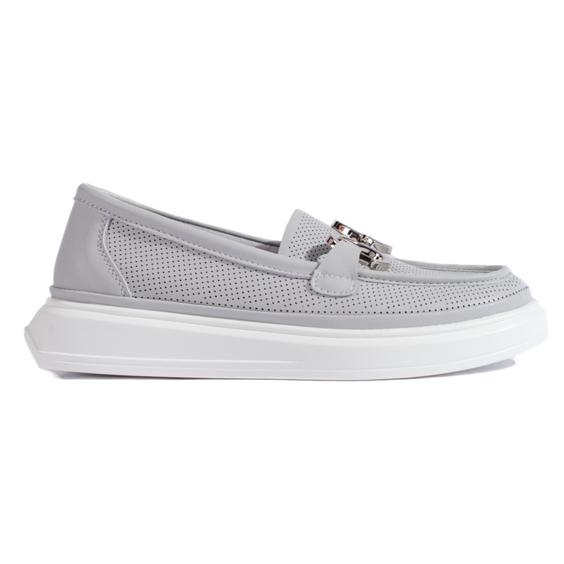 Goodin Mocassins femininos cinza vazados