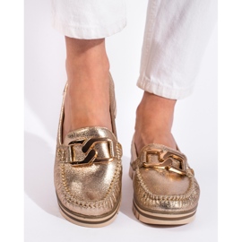 Goodin Mocassins femininos com plataforma dourada dourado