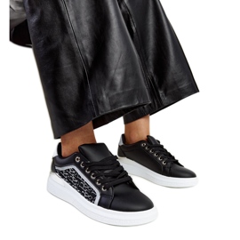 Tênis plataforma preto com glitter Fekete