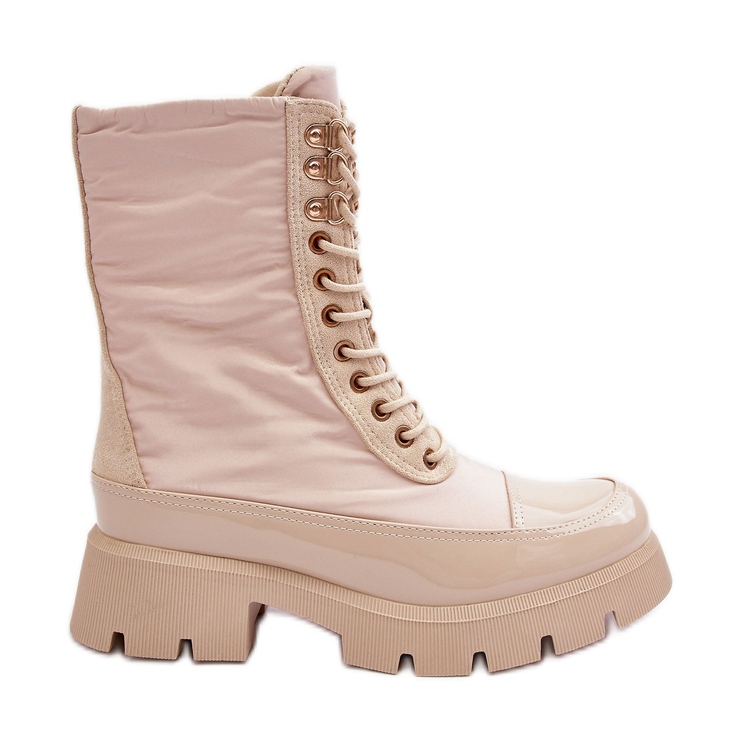 Botas de trabalho com isolamento bege e salto plano Saranema