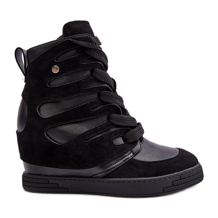 Botins de couro com cunha, Amria Preto