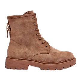 Botas femininas de trabalho com zíper, marrom claro, Ninsuni castanho