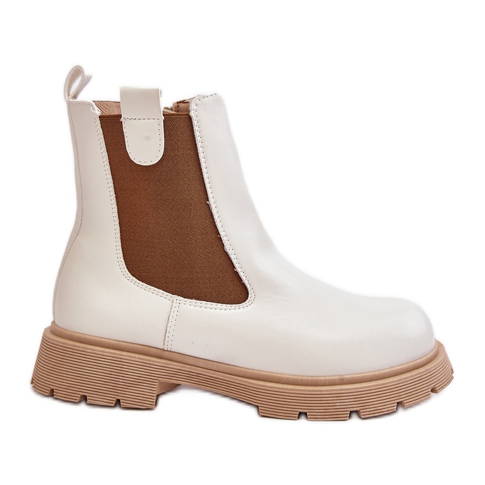 Botas Chelsea femininas com zíper, Ramhel Branco