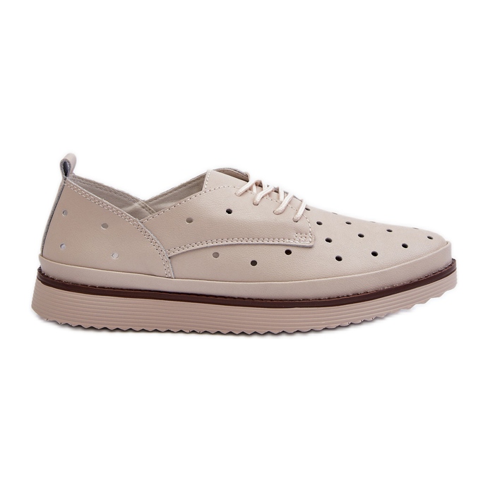 Sapatos de couro feminino bege S.Barski LR182