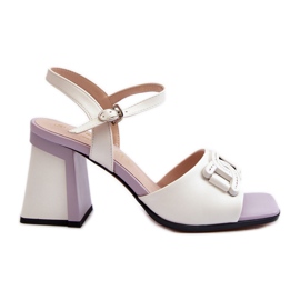 S.Barski Sandálias elegantes de salto alto com decoração, brancas D&amp;A MR38-156 branco