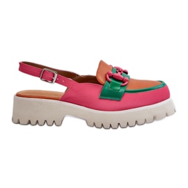 S.Barski Sandálias femininas de salto plano com decoração laranja D&amp;A MR38-656