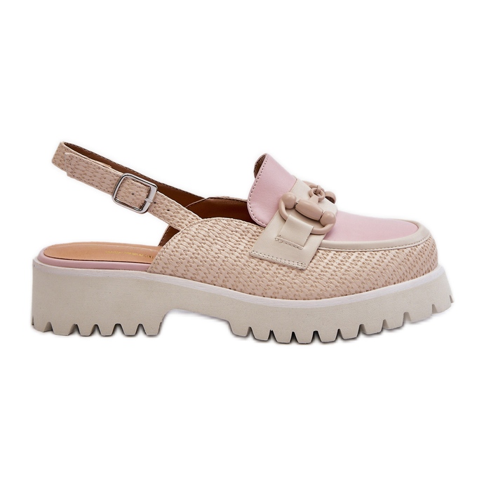 S.Barski Sandálias femininas de salto plano com decoração bege D&A MR38-656 S.Barski Sandálias femininas de salto plano com decoração bege D&A MR38-656