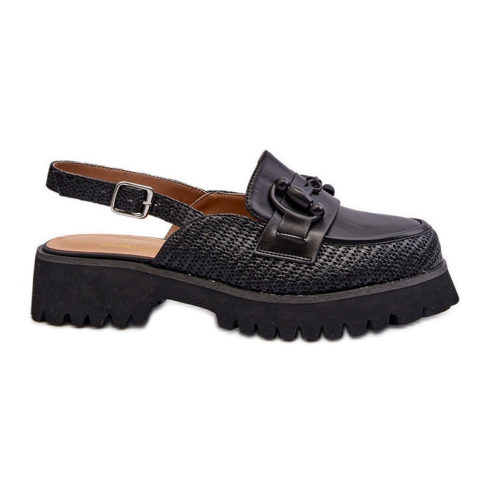 S.Barski Sandálias femininas de salto plano com decoração preta D&amp;A MR38-656 preto