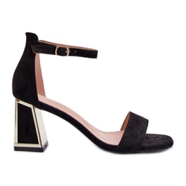 Sandálias pretas de camurça Pholia com salto alto preto Sandálias pretas de camurça Pholia com salto alto preto