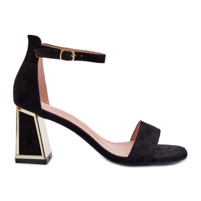 Sandálias pretas de camurça Pholia com salto alto preto