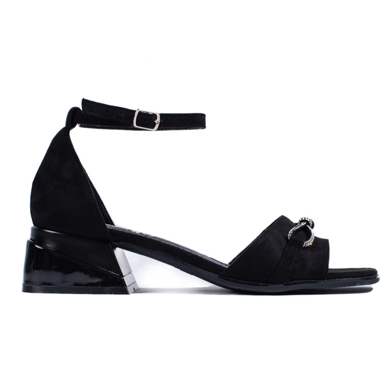 Goodin Sandálias de camurça preta com salto baixo preto