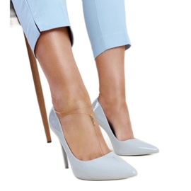 Sapatos de salto alto cinza claro com inserção de couro Jadoin