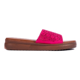 Slides femininos com plataforma fúcsia rosa